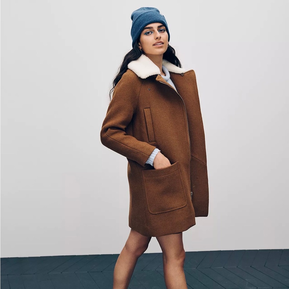 Madewell Eldridge Zip Coat in Insuluxe Fabric - Size L Brown